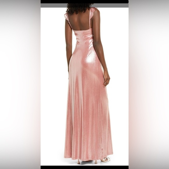 WAYF Mina Metallic Ruffle strap gown Size Small - Picture 2 of 11